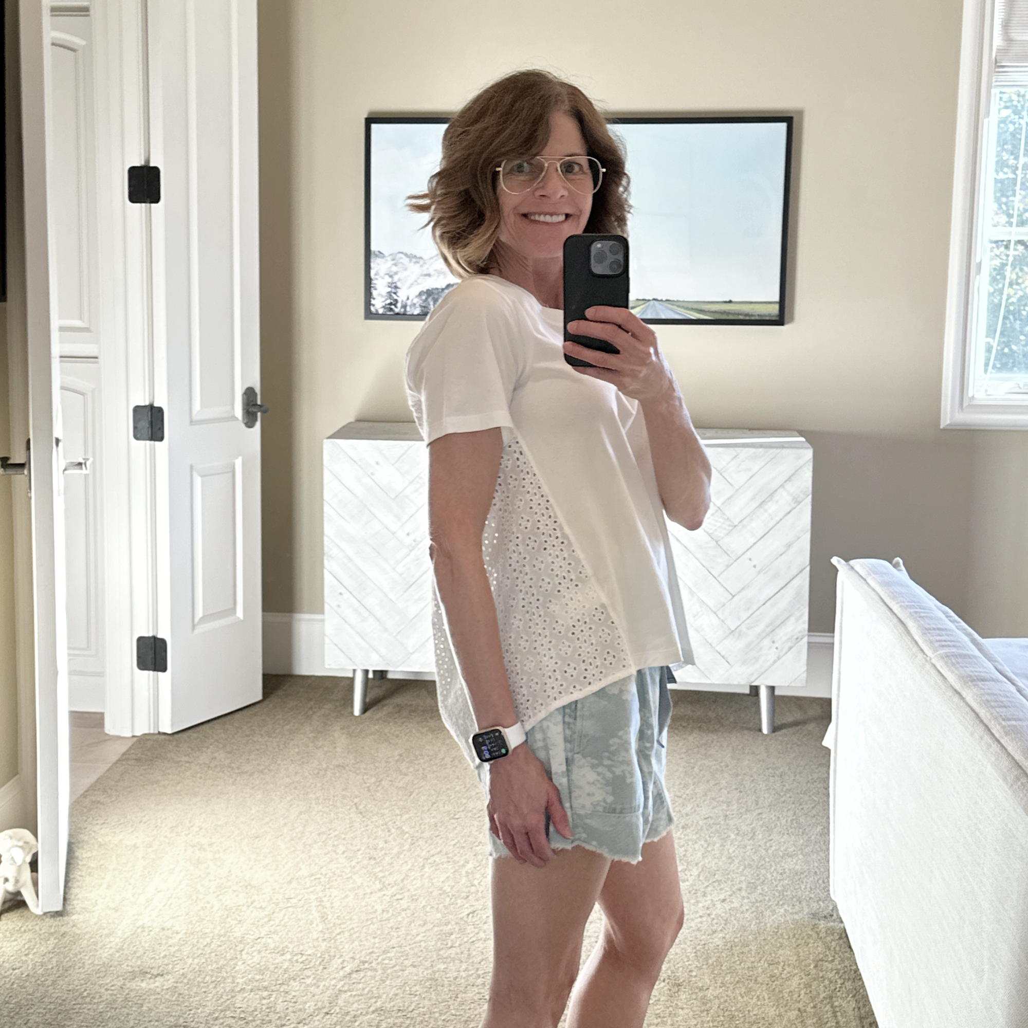VERONICA BEARD Mauna Eyelet Tee in White S Veronica Beard