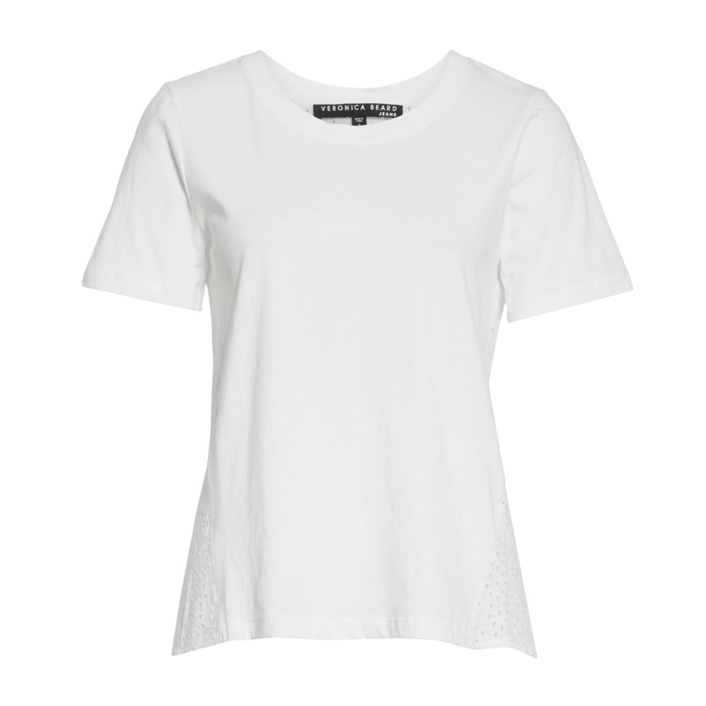 VERONICA BEARD Mauna Eyelet Tee in White S Veronica Beard