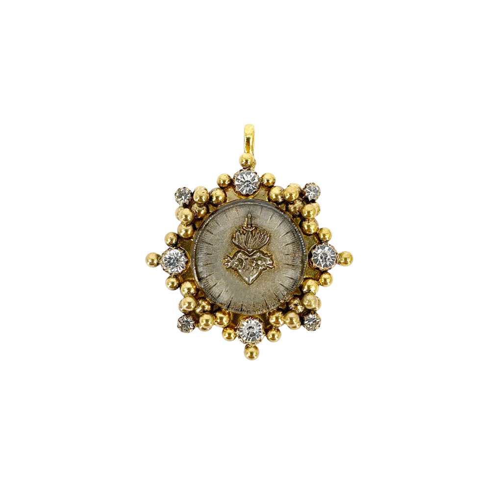 VIRGINS SAINTS & ANGELS VSA Cloister Sacred Heart Medallion in Gold Virgins Saints & Angels