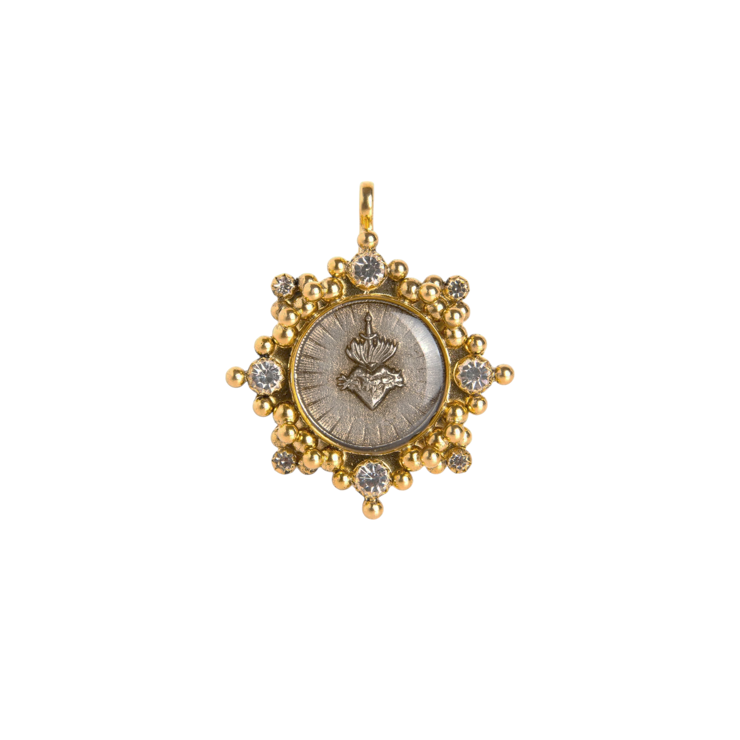 VIRGINS SAINTS & ANGELS VSA Cloister Sacred Heart Medallion in Gold Virgins Saints & Angels