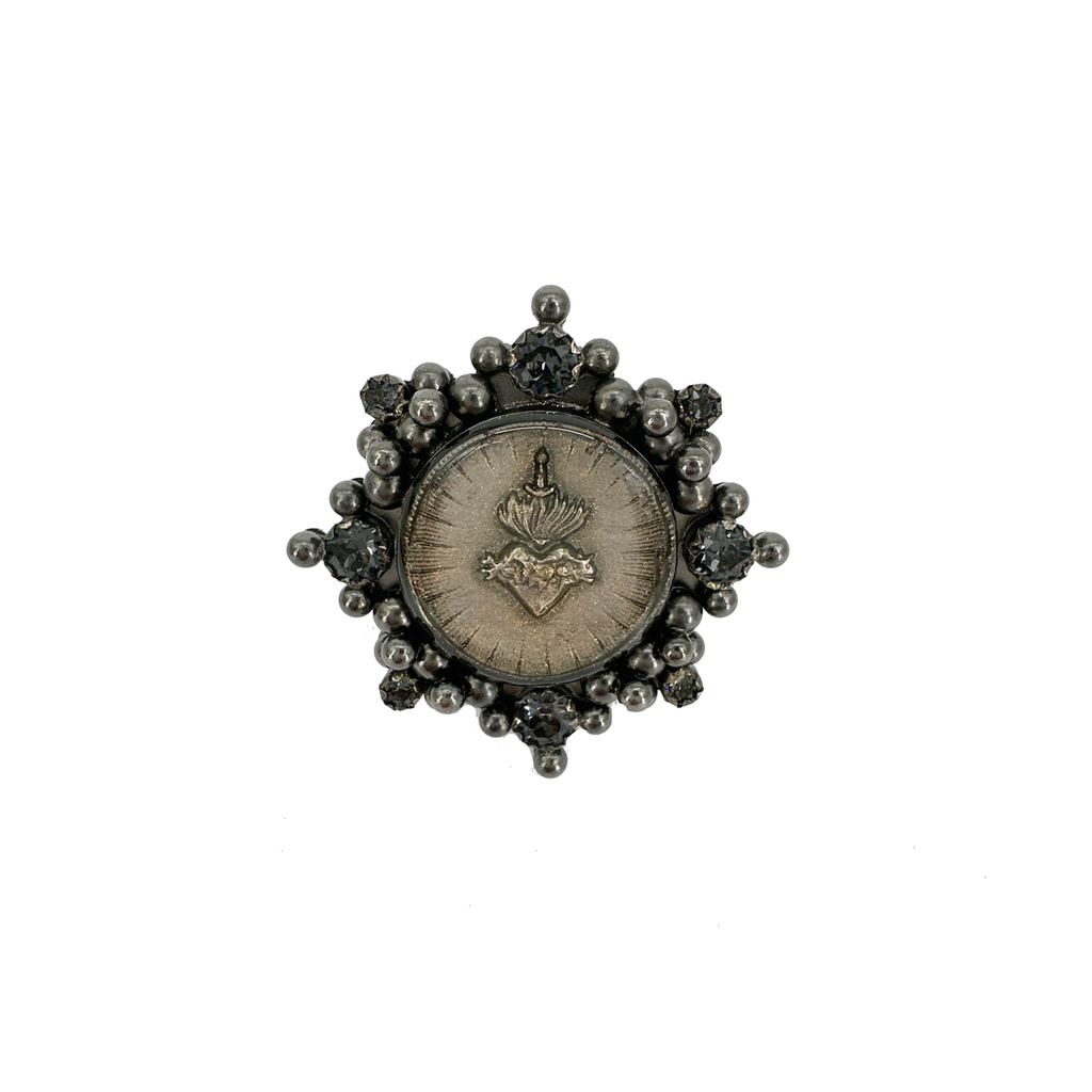 VIRGINS SAINTS & ANGELS VSA Cloister Sacred Heart Ring Gunmetal Size 6 Virgins Saints & Angels