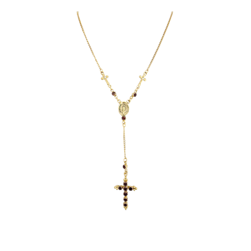 VIRGINS SAINTS & ANGELS VSA Maddie Rosary Necklace in Gold & Topaz Virgins Saints & Angels