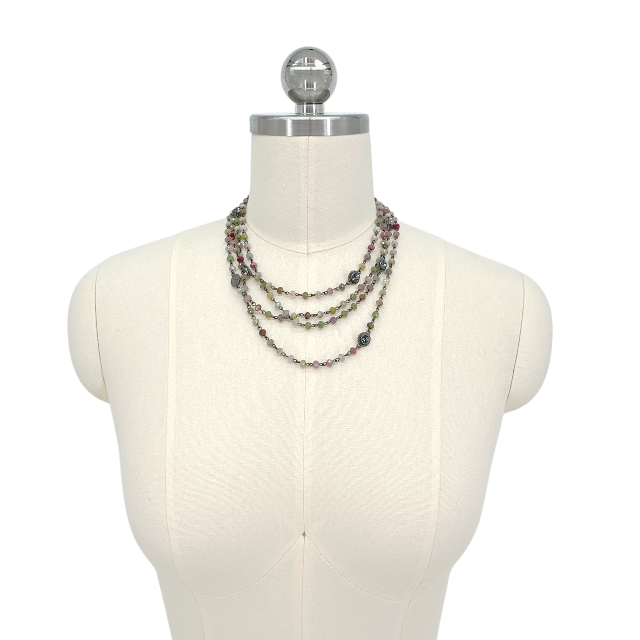 VIRGINS SAINTS & ANGELS VSA Magdalena 6mm Precious Sapphire Beads in Gunmetal Virgins Saints & Angels