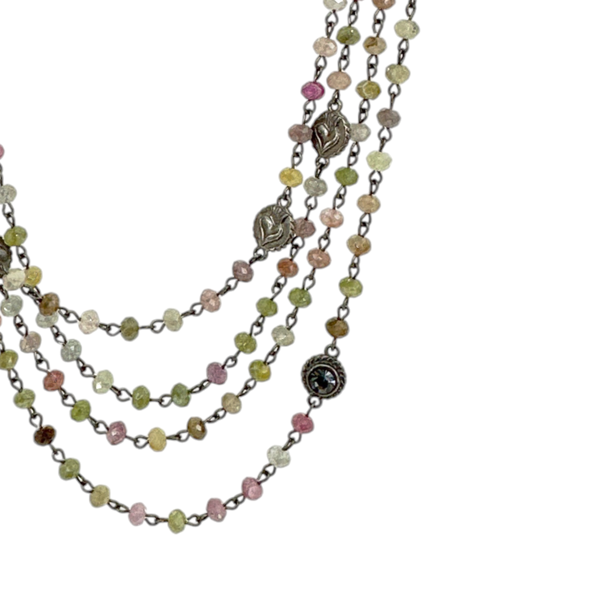 VIRGINS SAINTS & ANGELS VSA Magdalena 6mm Precious Sapphire Beads in Gunmetal Virgins Saints & Angels