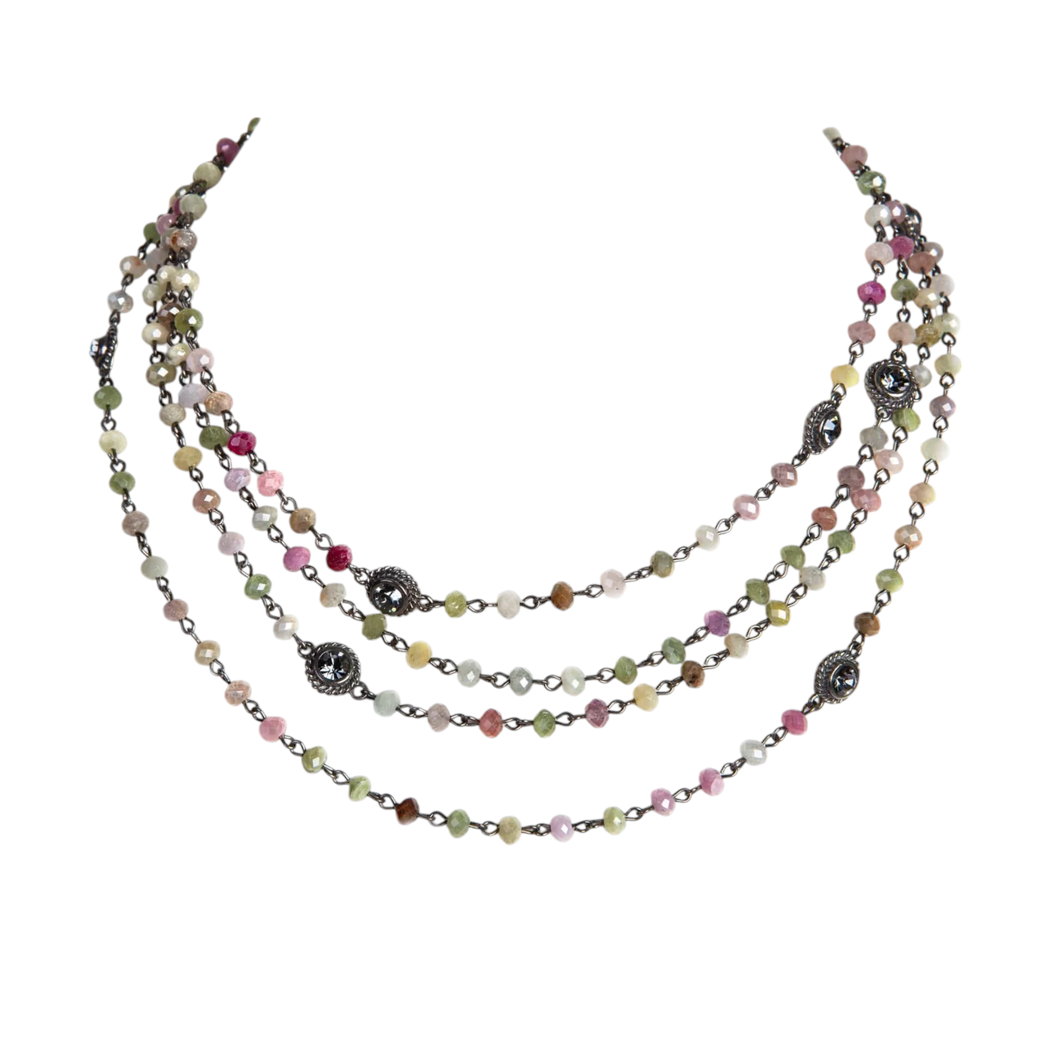 VIRGINS SAINTS & ANGELS VSA Magdalena 6mm Precious Sapphire Beads in Gunmetal Virgins Saints & Angels