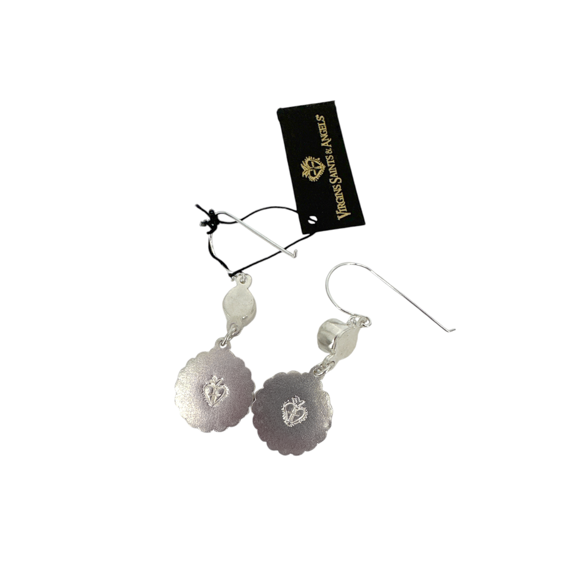 VIRGINS SAINTS & ANGELS VSA Magdalena Sacred Heart Earrings Silver & Pacific Opal Virgins Saints & Angels