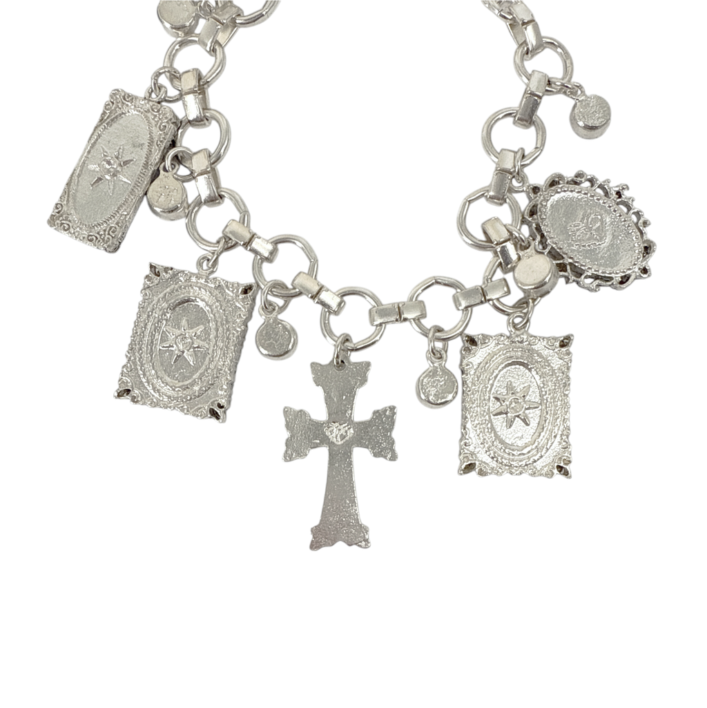 VIRGINS SAINTS & ANGELS VSA Retablo Framed Charm Bracelet Silver Virgins Saints & Angels