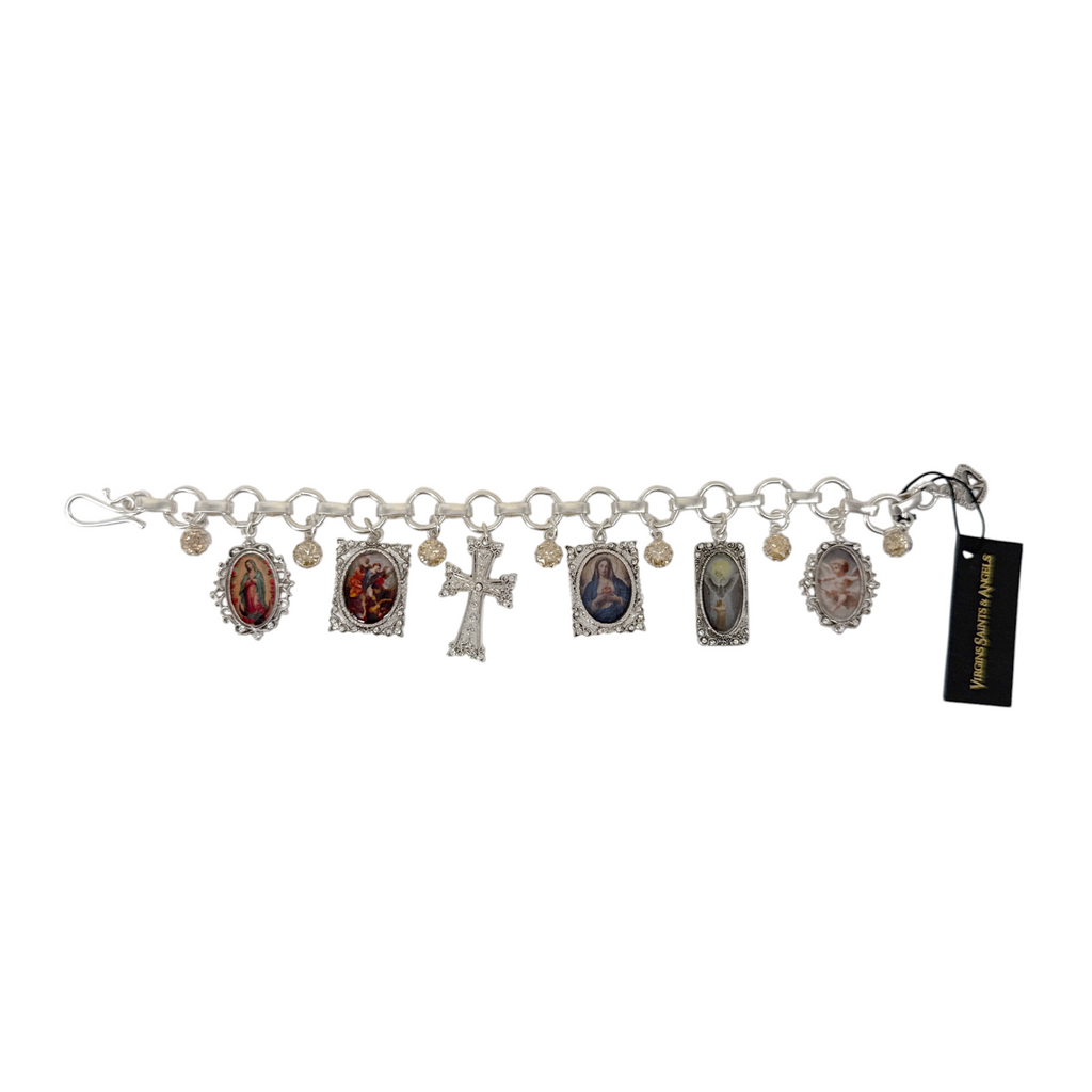VIRGINS SAINTS & ANGELS VSA Retablo Framed Charm Bracelet Silver Virgins Saints & Angels