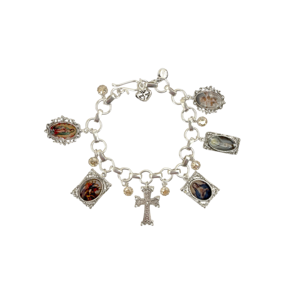 VIRGINS SAINTS & ANGELS VSA Retablo Framed Charm Bracelet Silver Virgins Saints & Angels