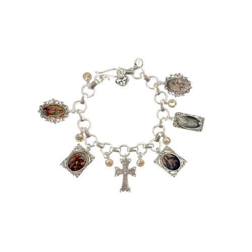 VIRGINS SAINTS & ANGELS VSA Retablo Framed Charm Bracelet Silver Virgins Saints & Angels