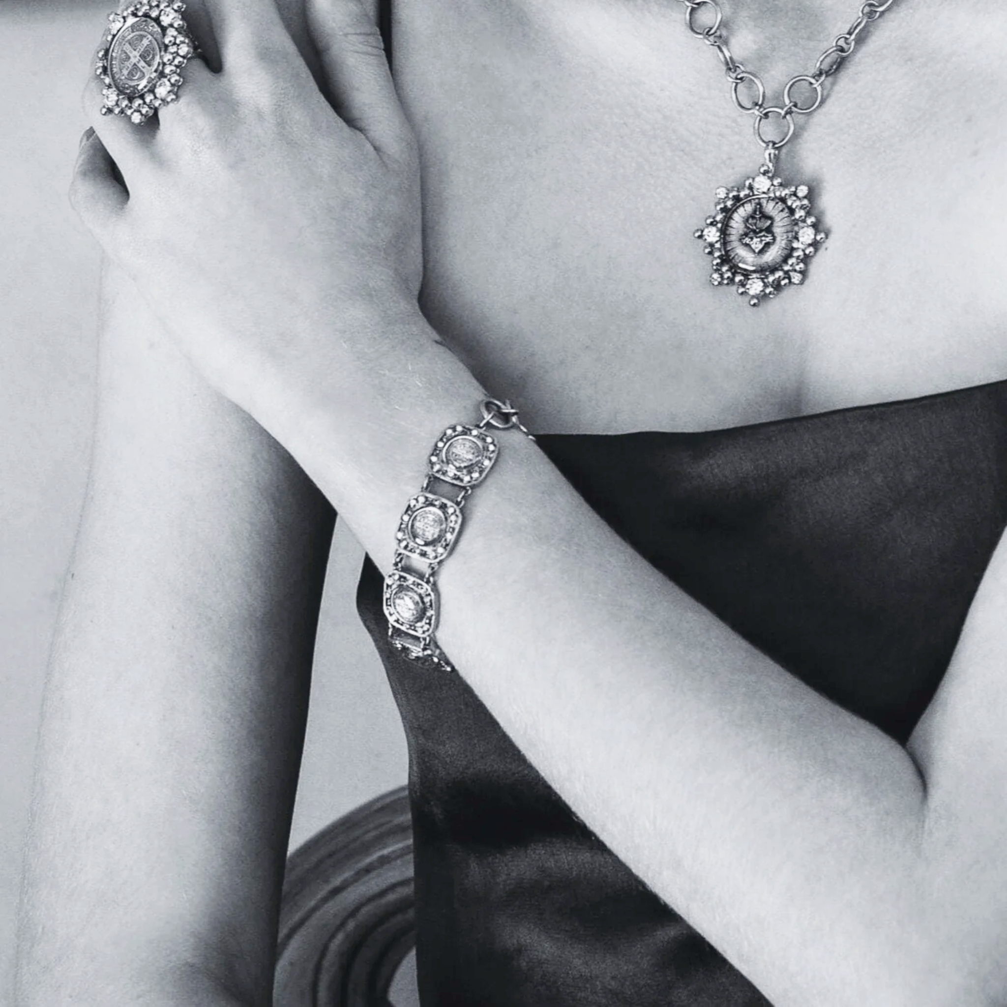 VIRGINS SAINTS & ANGELS VSA San Benito Square Bracelet in Silver Virgins Saints & Angels