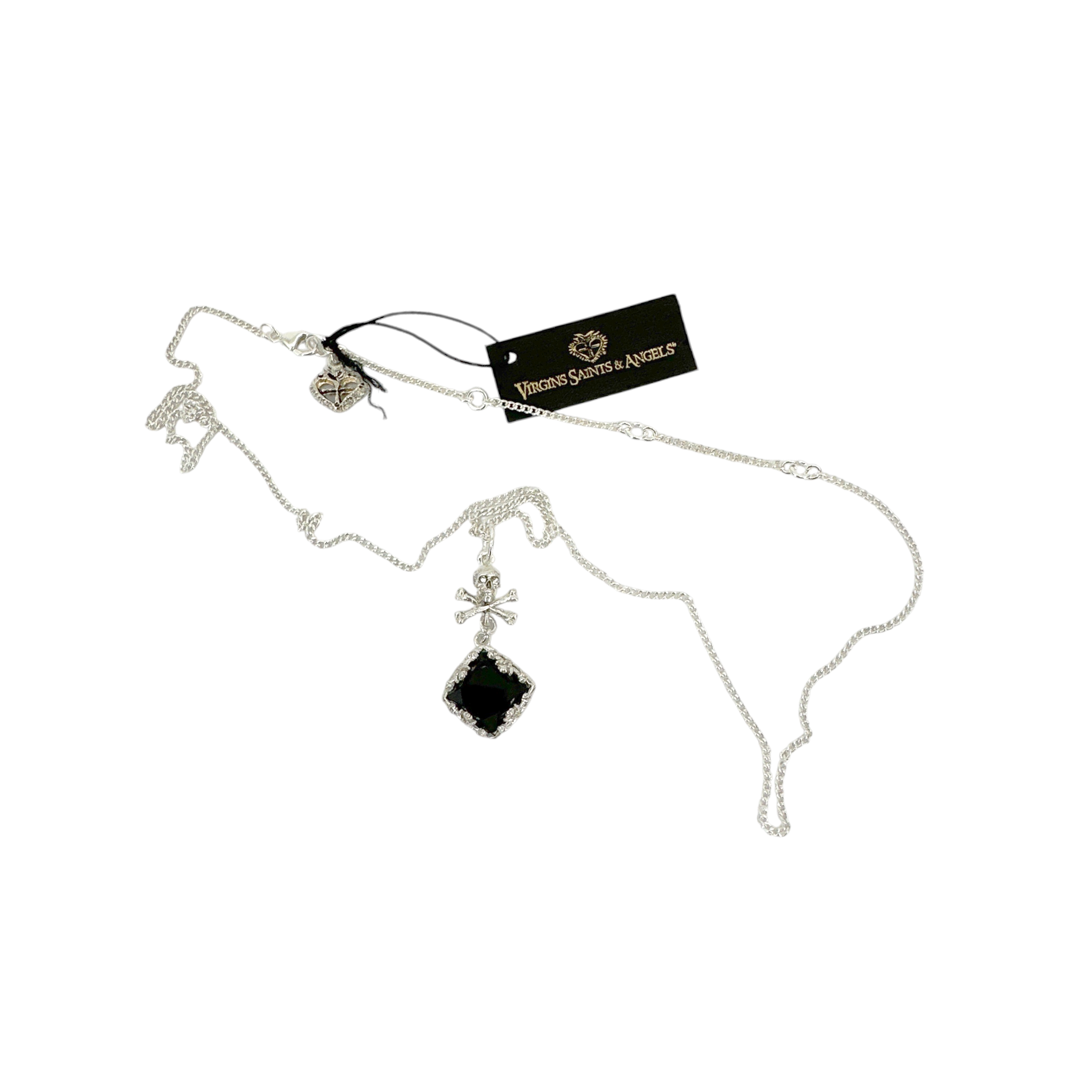 VIRGINS SAINTS & ANGELS VSA Skull Treasure Charm Necklace Chain in Silver Virgins Saints & Angels