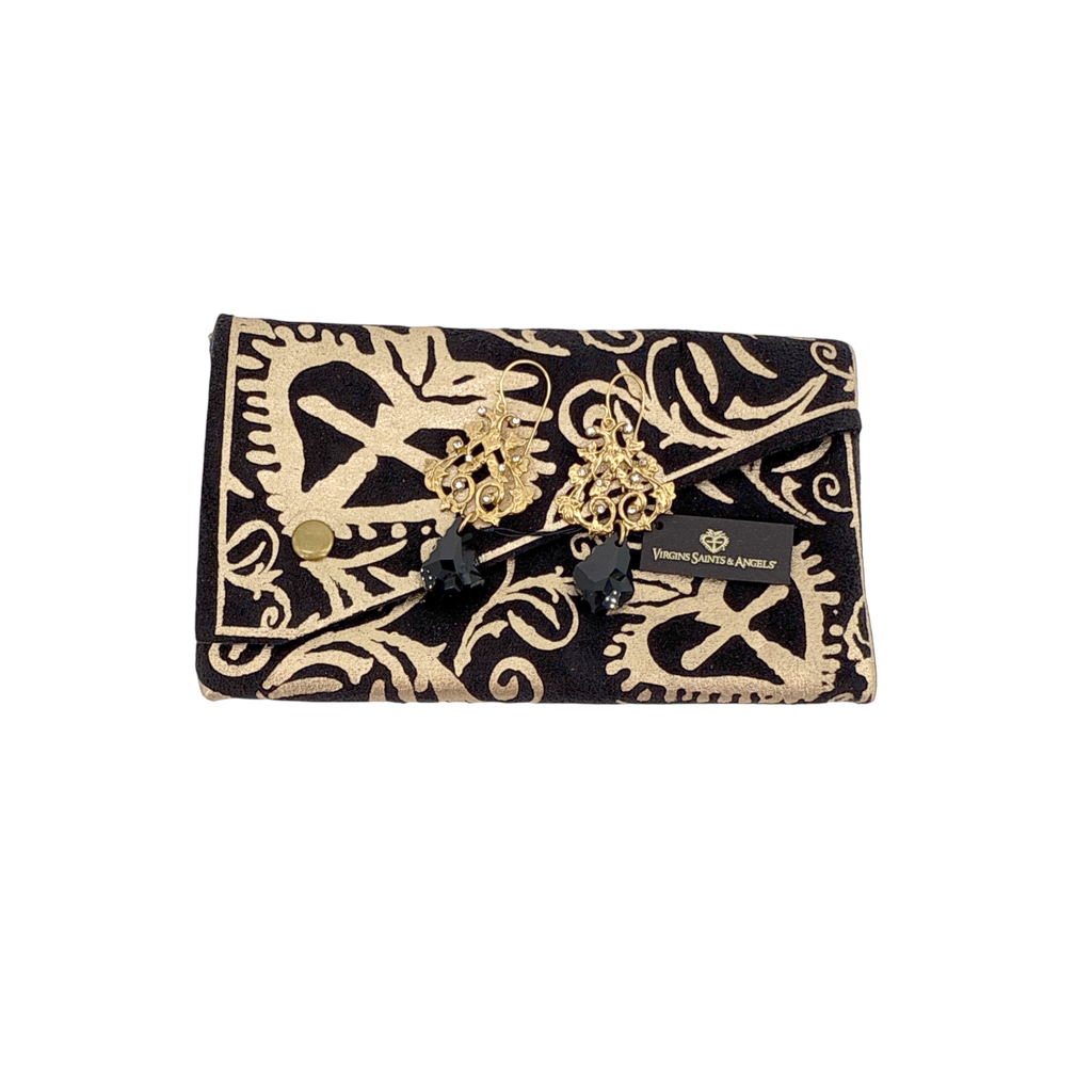 VIRGINS SAINTS & ANGELS VSA Vine Drop Earrings in Gold & Jet Virgins Saints & Angels