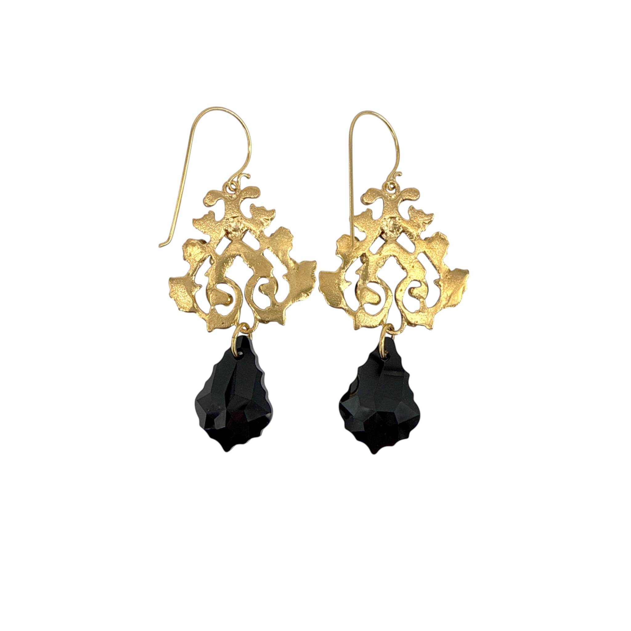 VIRGINS SAINTS & ANGELS VSA Vine Drop Earrings in Gold & Jet Virgins Saints & Angels