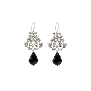 VIRGINS SAINTS & ANGELS VSA Vine Drop Earrings in Silver & Jet
