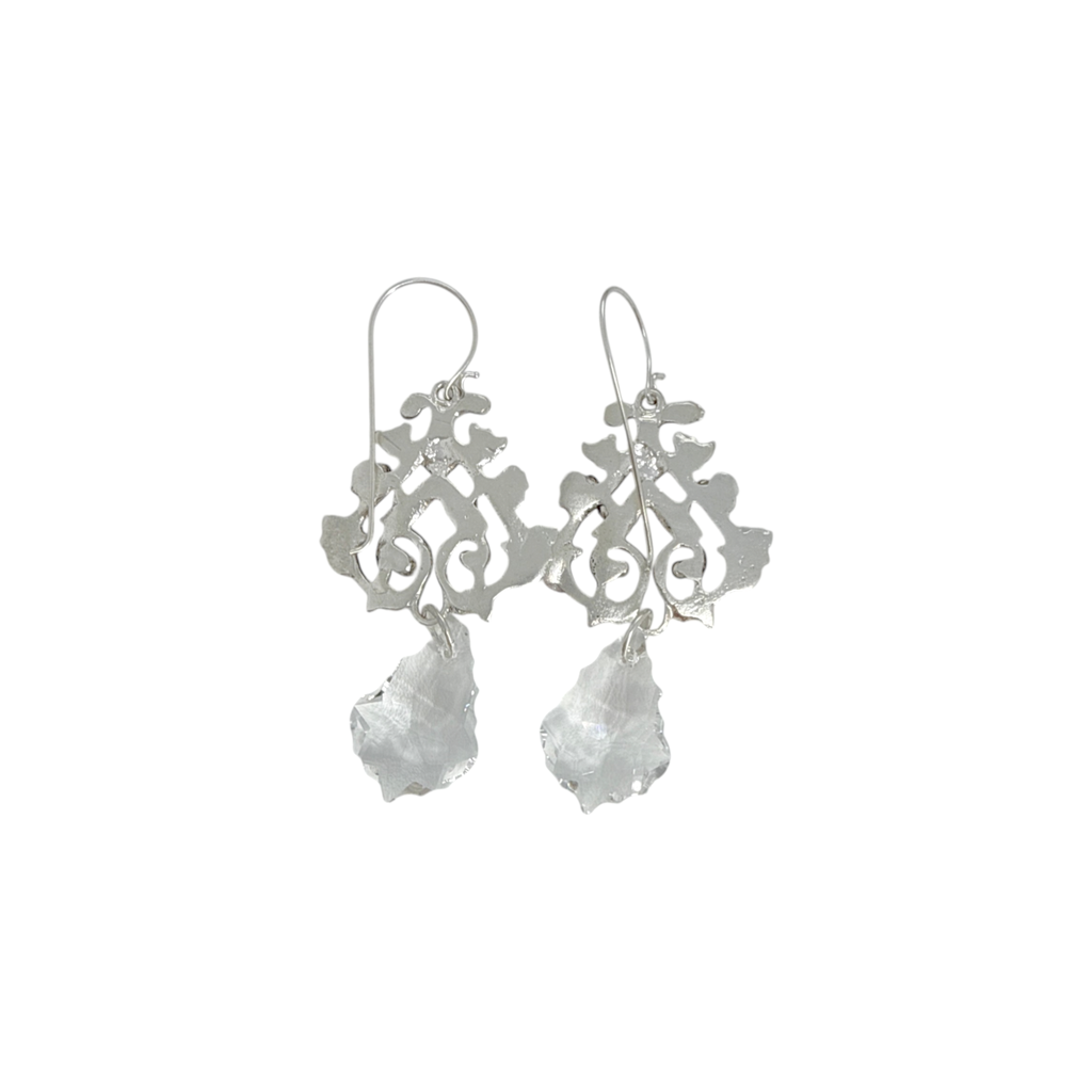 VIRGINS SAINTS & ANGELS VSA Vine Drop Earrings in Silver & Clear Virgins Saints & Angels