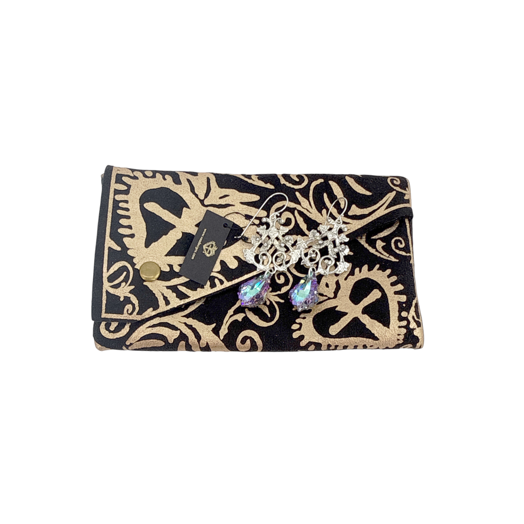 VIRGINS SAINTS & ANGELS VSA Vine Earrings with Cross in Silver & Vitrail Light Virgins Saints & Angels