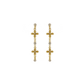 VIRGINS SAINTS & ANGELS VSA Peace Cross 2 Crystal Drop Post Earrings in Gold Virgins Saints & Angels
