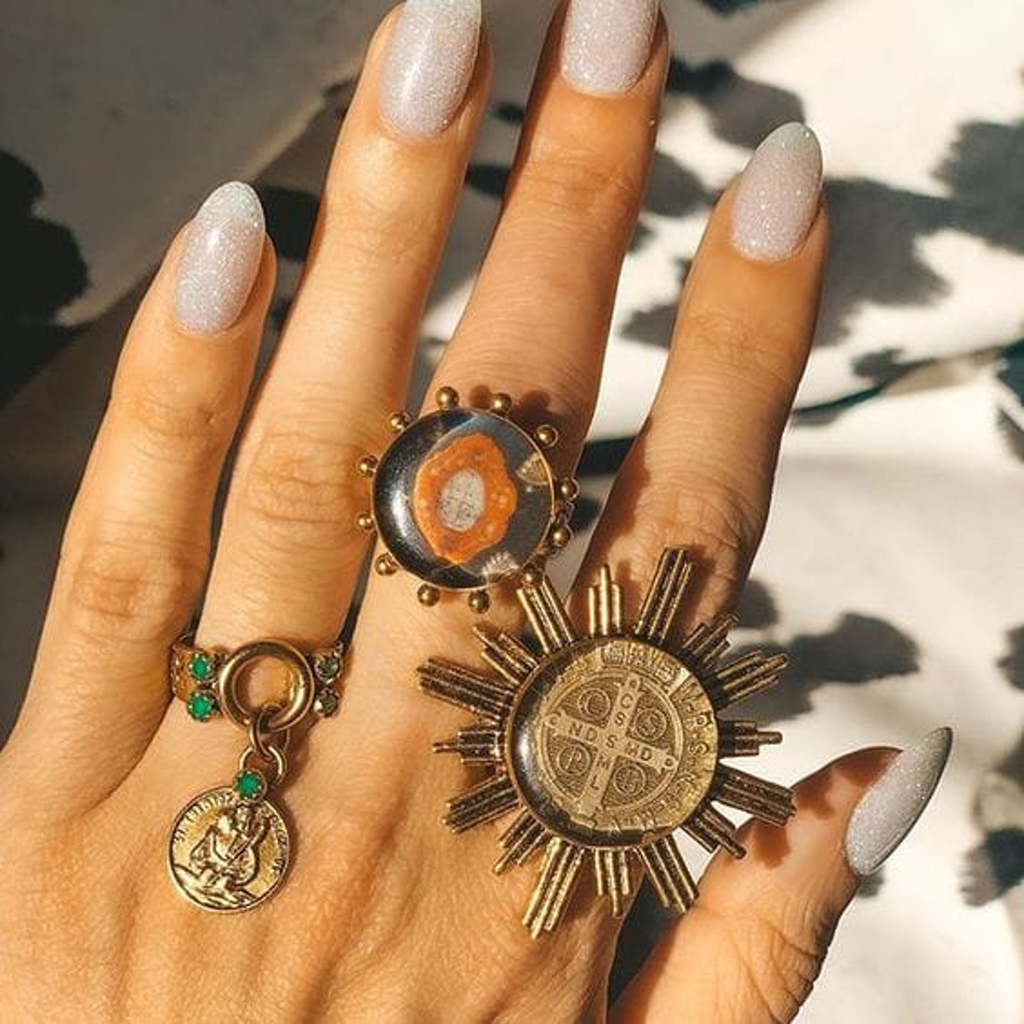 VIRGINS SAINTS & ANGELS VSA Glorious Ring San Benito Gunmetal Size 5.75 Virgins Saints & Angels