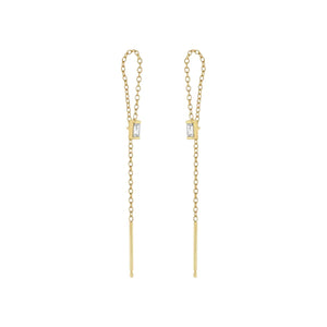 ZOE CHICCO 14k Gold Baguette Diamond Loop Threader Earrings