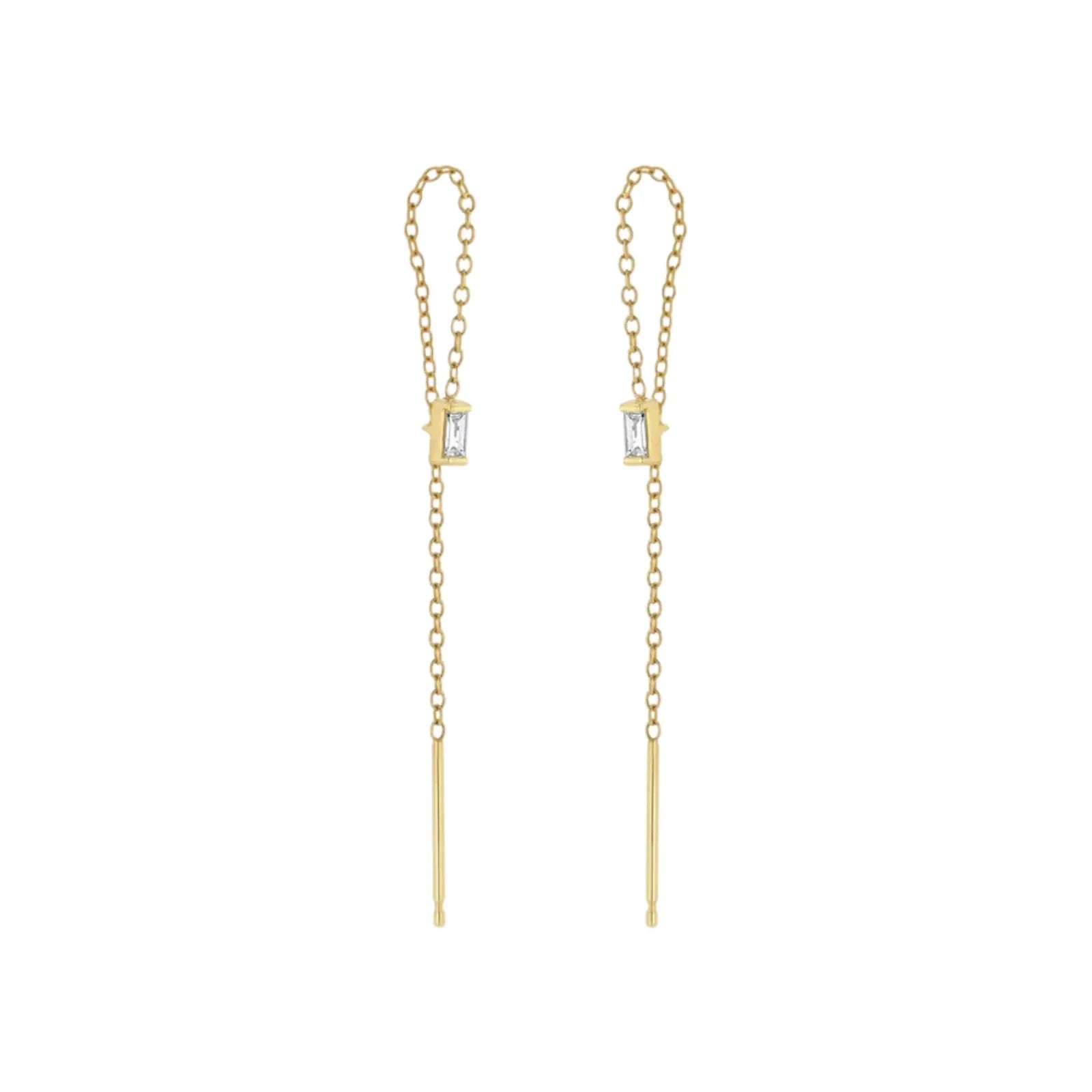 ZOE CHICCO 14k Gold Baguette Diamond Earrings - flyKAMP