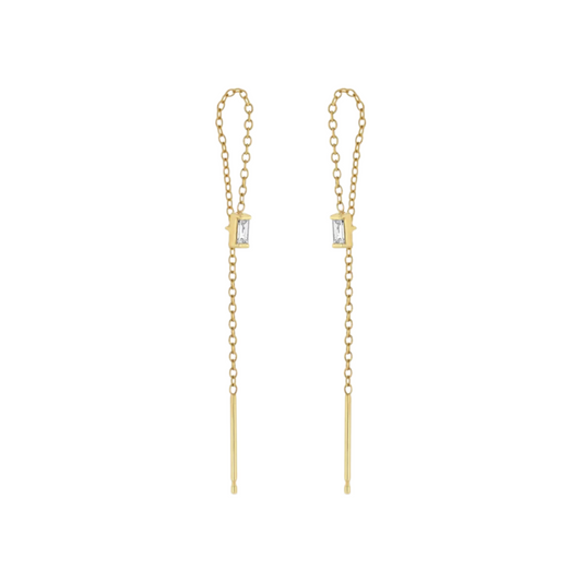 ZOE CHICCO 14k Gold Baguette Diamond Earrings