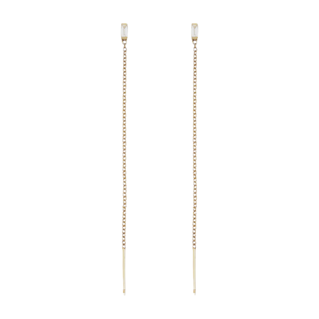 ZOE CHICCO 14k Gold Baguette Diamond Loop Threader Earrings Zoe Chicco