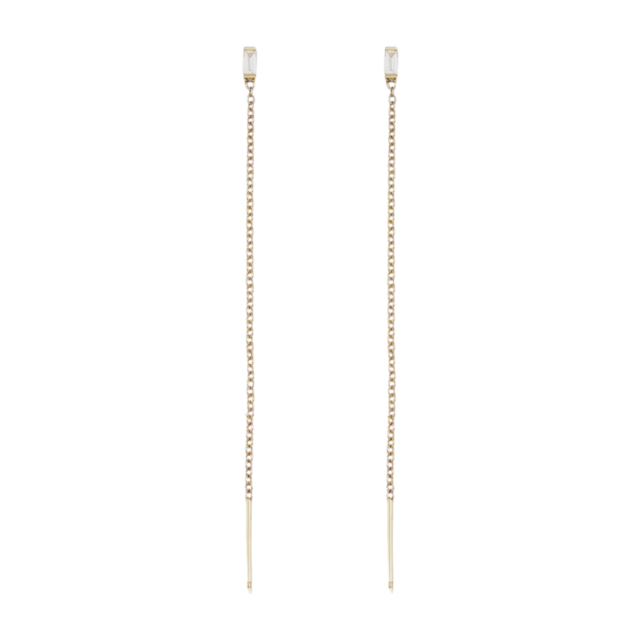 ZOE CHICCO 14k Gold Baguette Diamond Loop Threader Earrings Zoe Chicco