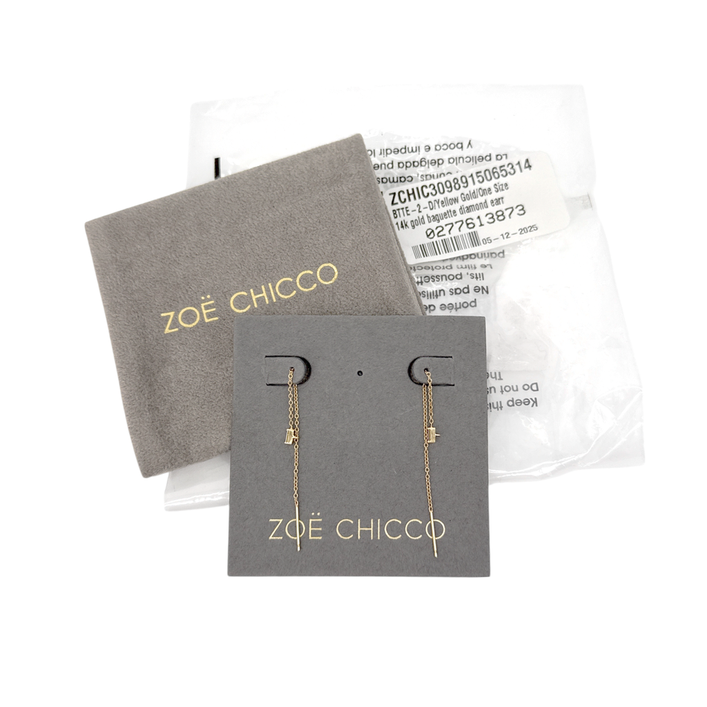 ZOE CHICCO 14k Gold Baguette Diamond Loop Threader Earrings Zoe Chicco