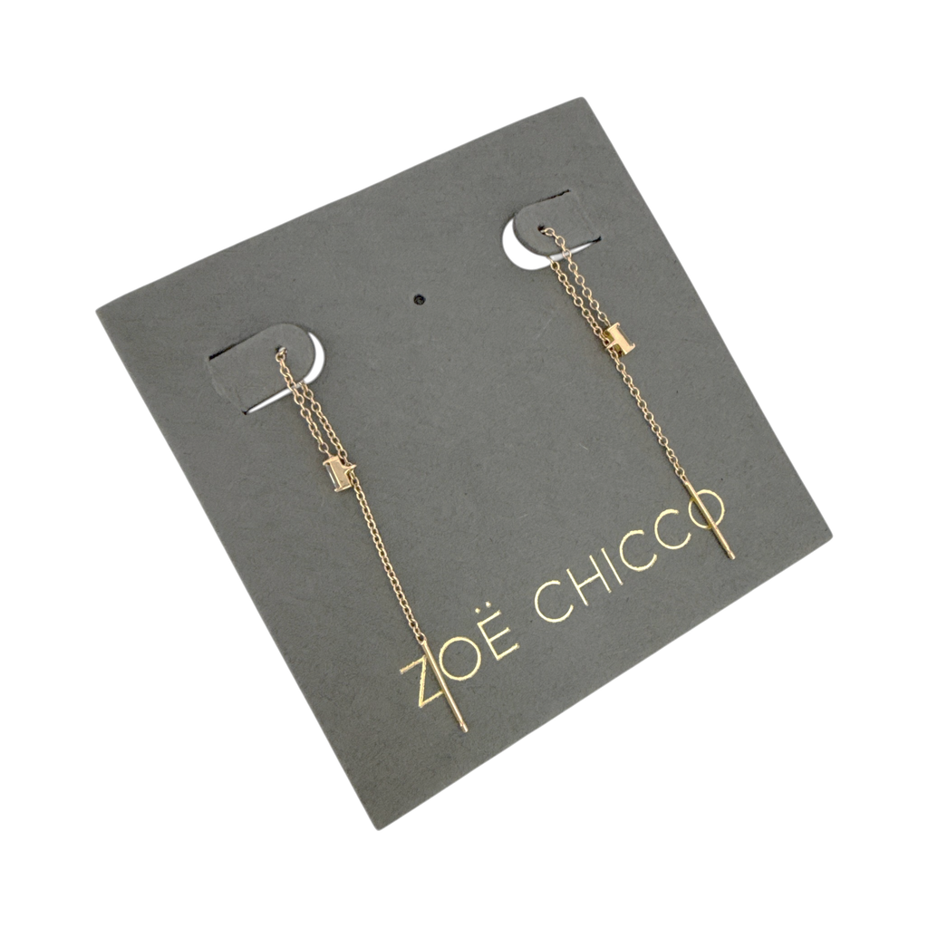 ZOE CHICCO 14k Gold Baguette Diamond Loop Threader Earrings Zoe Chicco