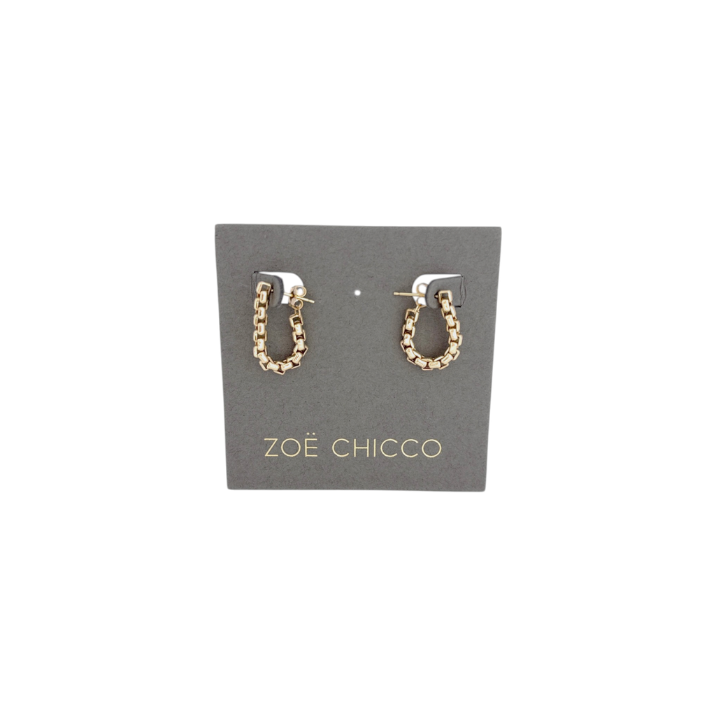 ZOE CHICCO 14k Gold Large Box Chain Huggie Earrings Zoe Chicco