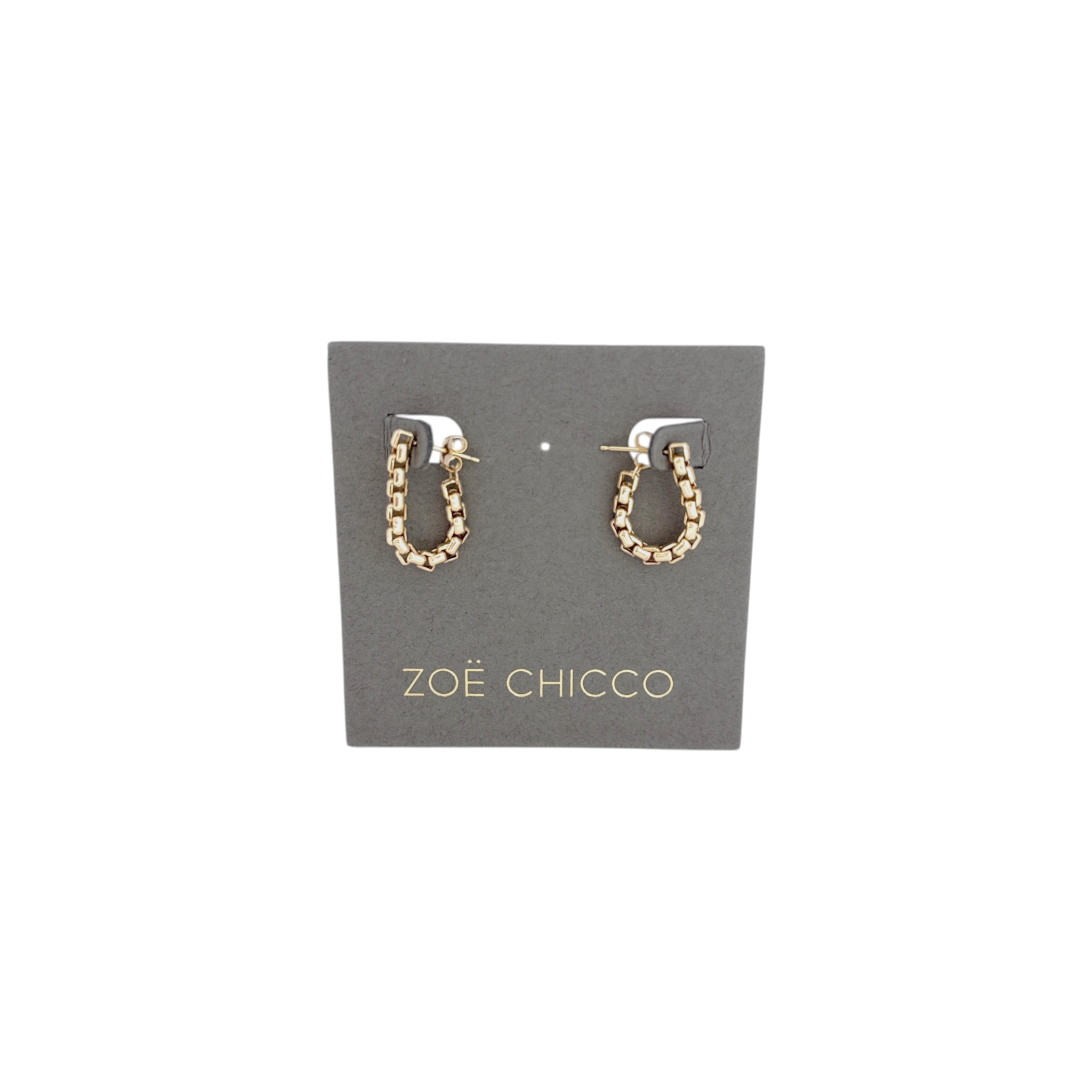 ZOE CHICCO 14k Gold Large Box Chain Huggie Earrings Zoe Chicco