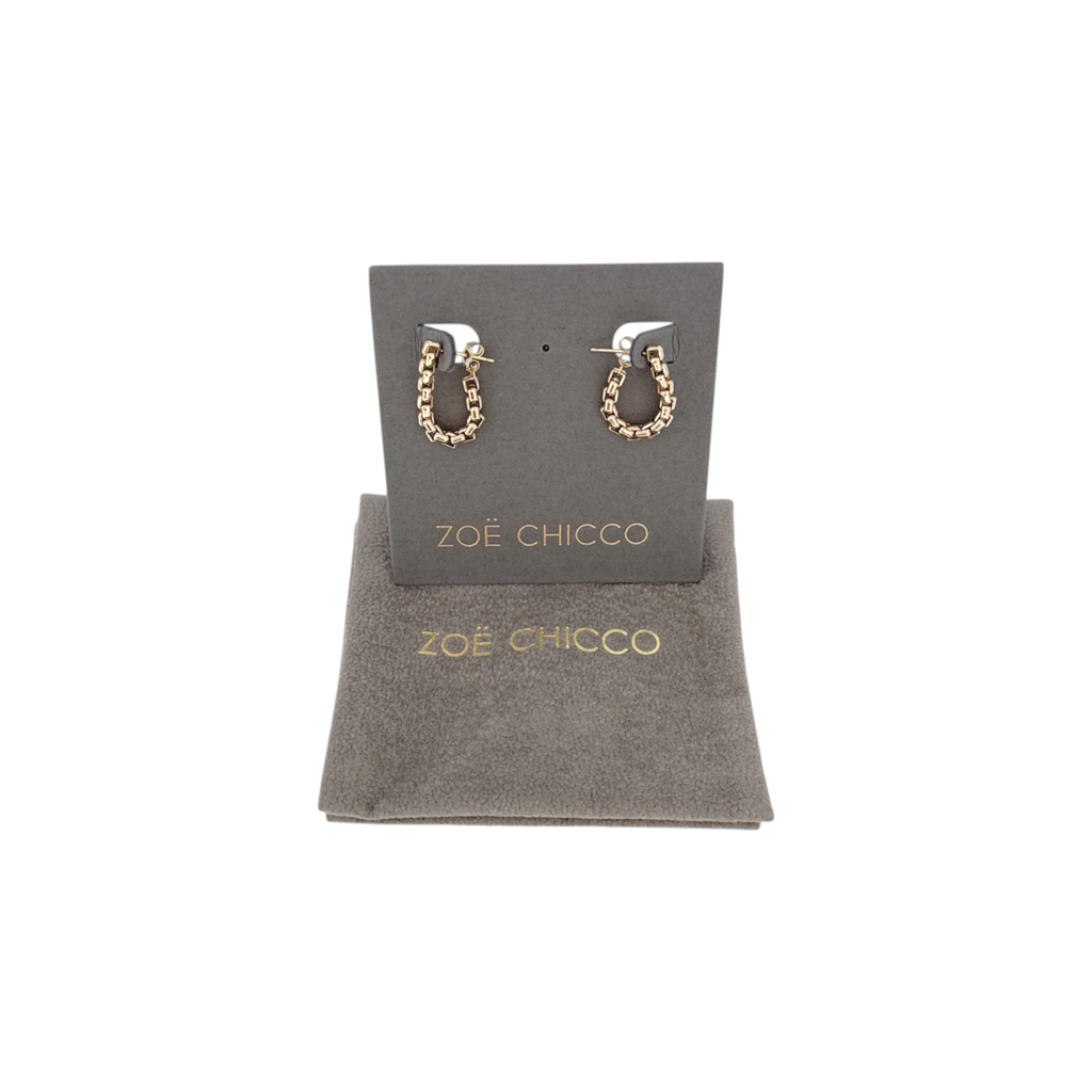 ZOE CHICCO 14k Gold Large Box Chain Huggie Earrings Zoe Chicco