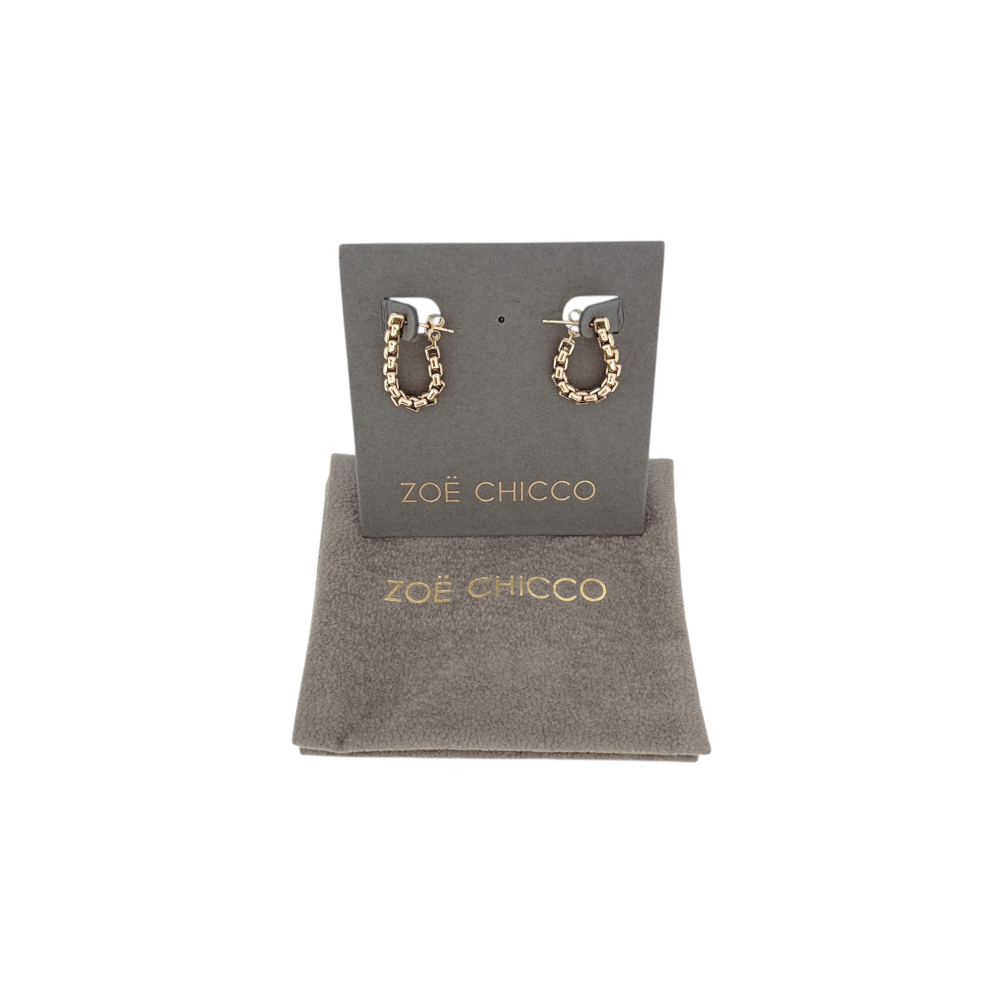 ZOE CHICCO 14k Gold Large Box Chain Huggie Earrings Zoe Chicco