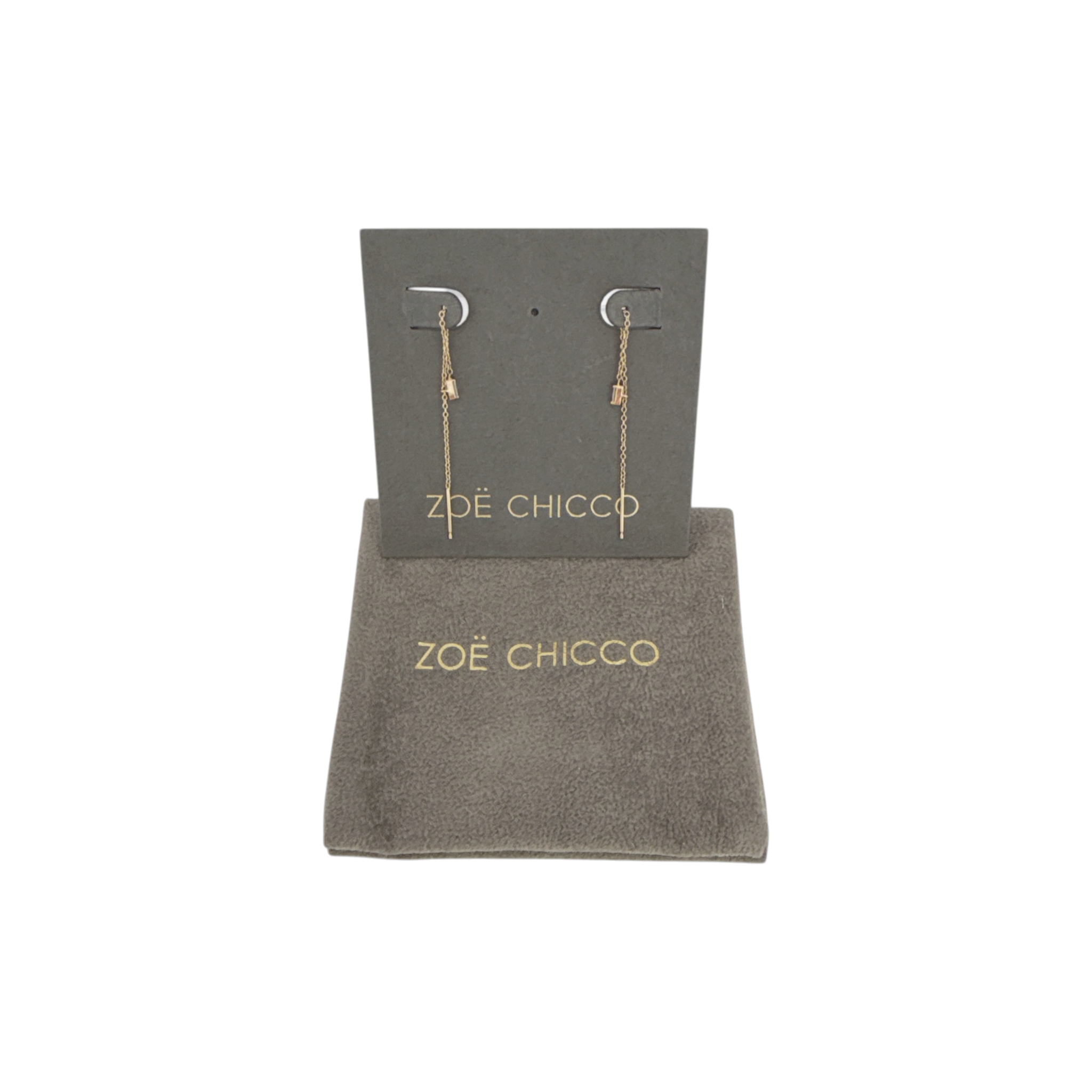 ZOE CHICCO 14k Gold Baguette Diamond Loop Threader Earrings Zoe Chicco