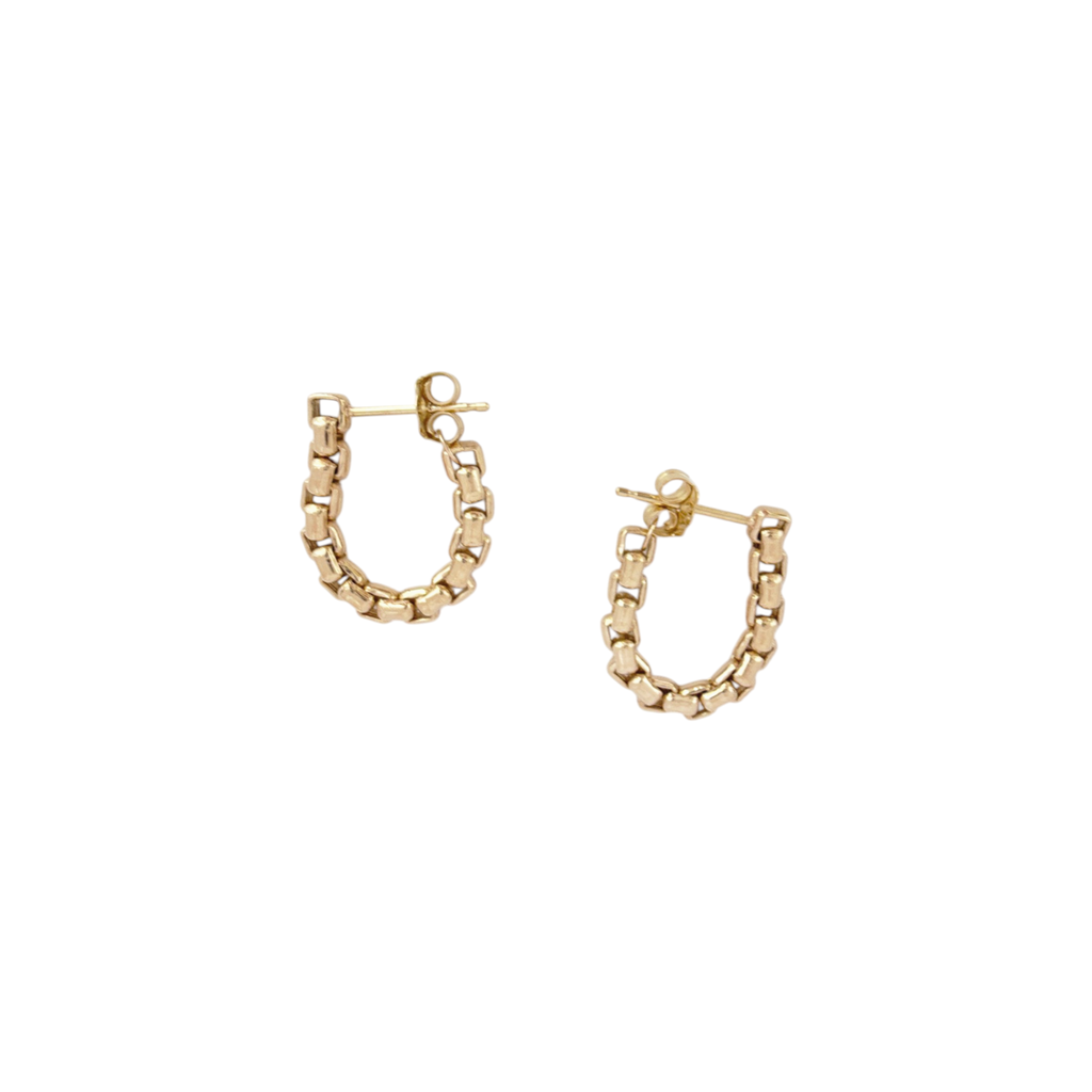 ZOE CHICCO 14k Gold Large Box Chain Huggie Earrings Zoe Chicco