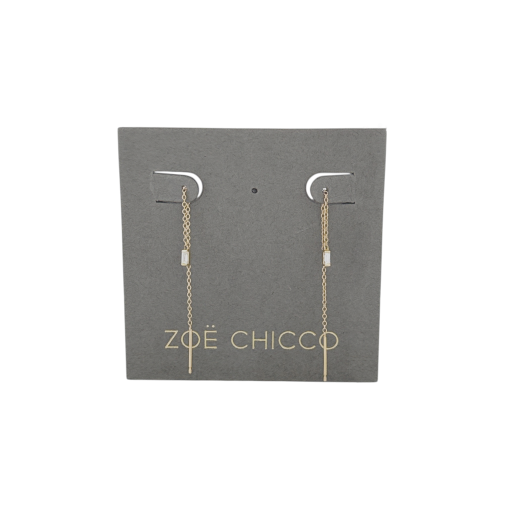 ZOE CHICCO 14k Gold Baguette Diamond Loop Threader Earrings Zoe Chicco