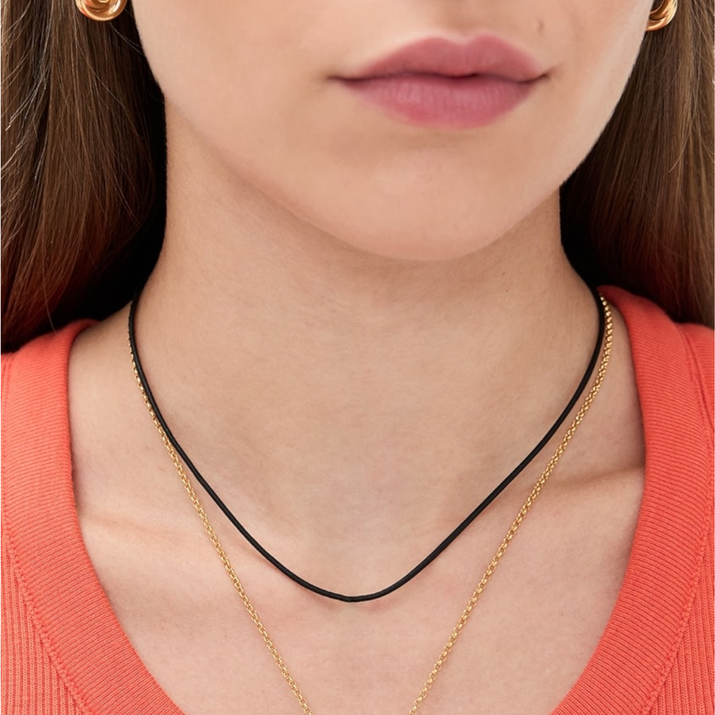 ZOE CHICCO 14k Gold Leather Cord Necklace in Black Zoe Chicco