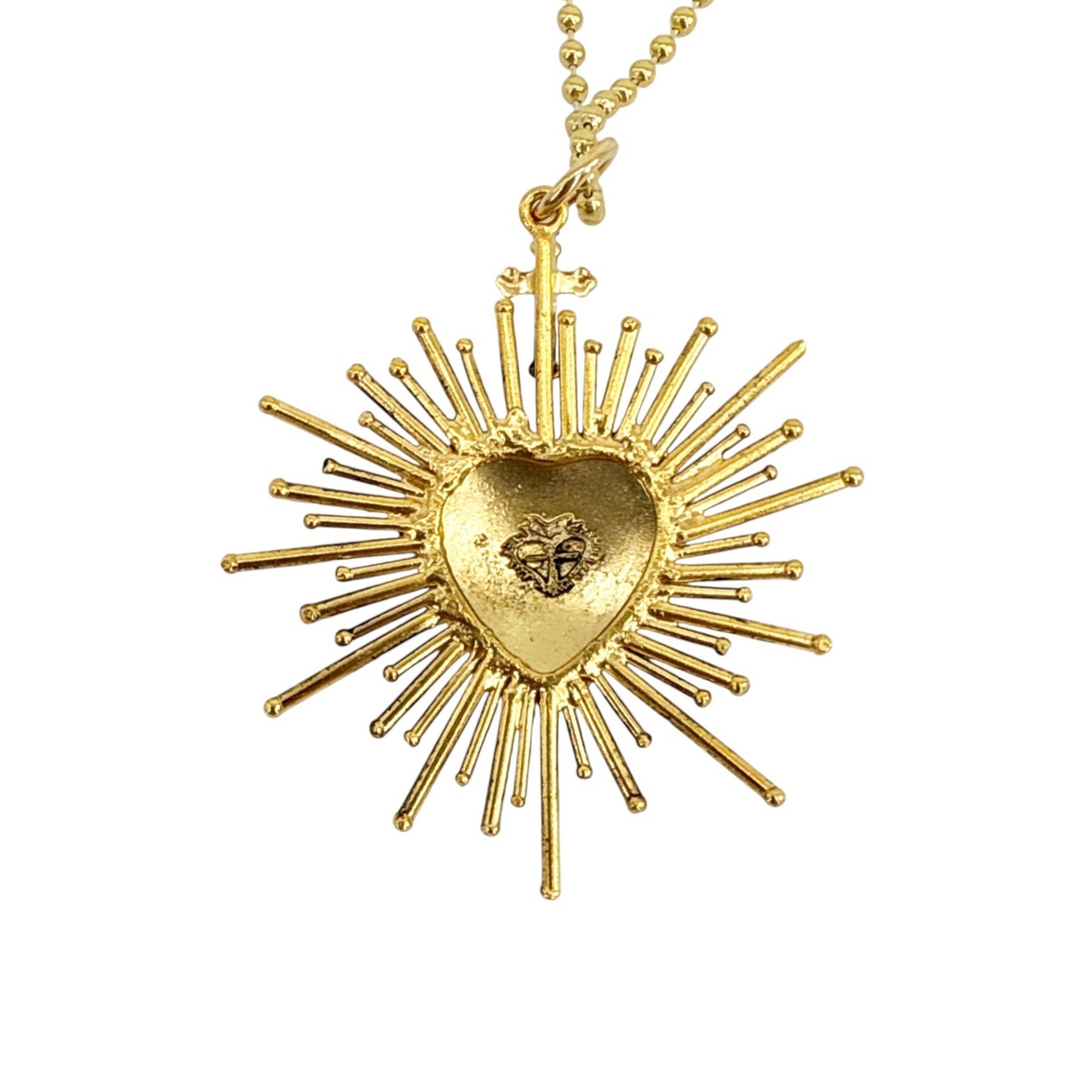 VIRGINS SAINTS & ANGELS VSA Sacred Flame Charm Necklace 34" Gold Plated SS Chain