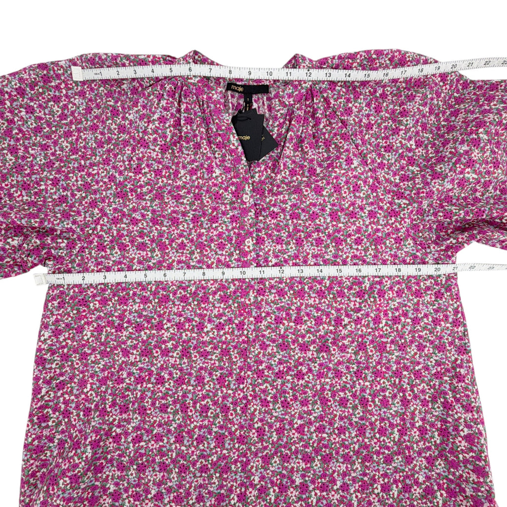 MAJE Floral Print Broderie Anglaise Cotton Blouse 1|S Maje