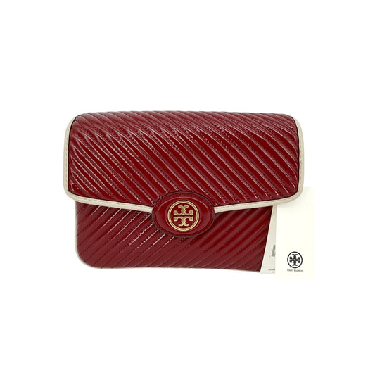 TORY BURCH Robinson Patent Quilted Shoulder Bag in Bricklane