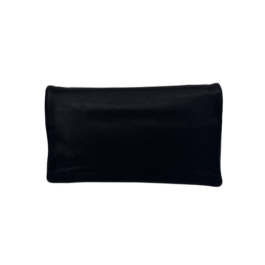 ANN TAYLOR Nappa Leather Foldover Clutch Bag in Black