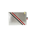 THOM BROWNE Diagonal Stripe Large Coin Wallet Clutch in Silver - flyKAMP