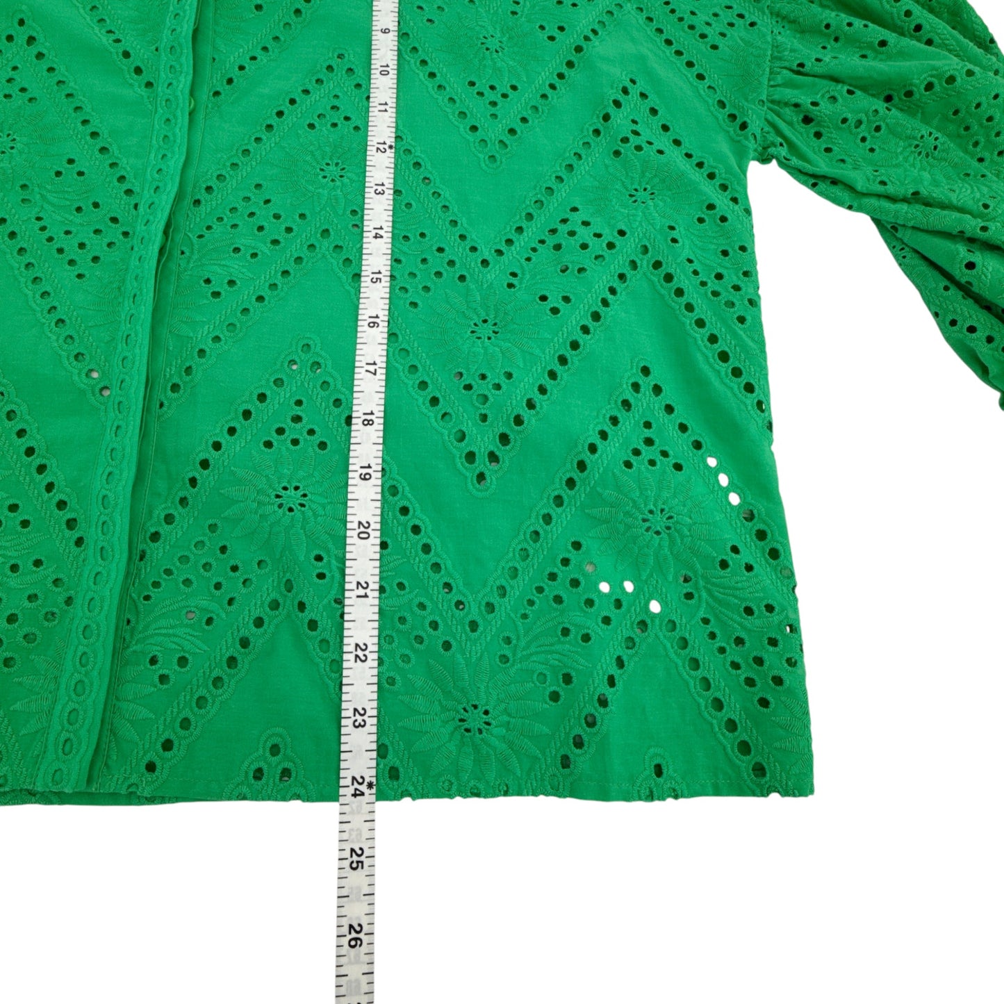 MAJE Ciggy Cotton Eyelet Shirt in Green 3|L