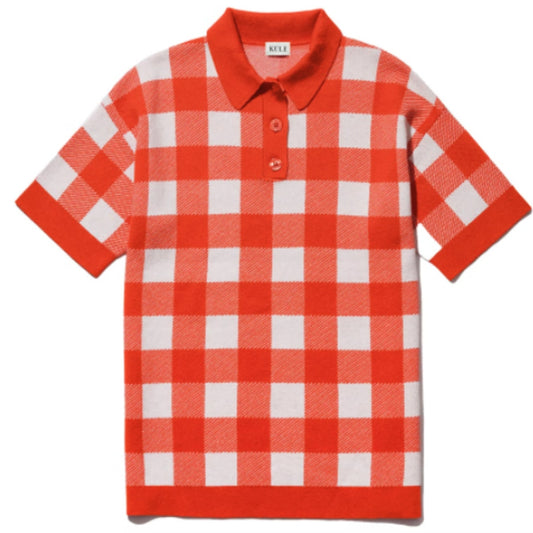 KULE The Brie Knit Polo in Poppy S
