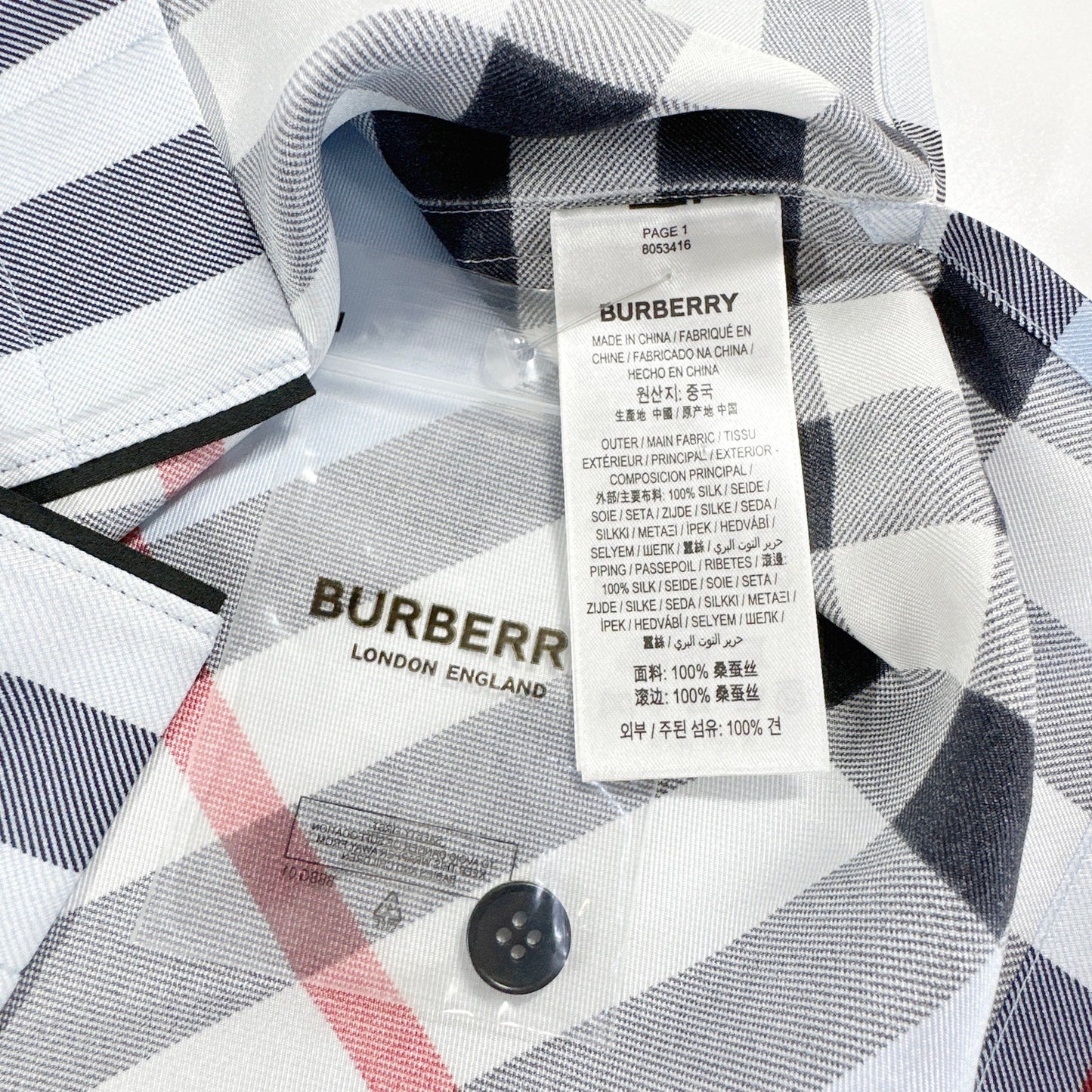 BURBERRY Tierney Bowling Shirt Pale Blue XS