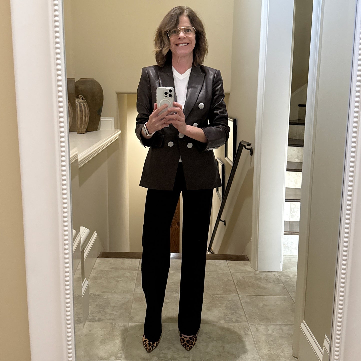 VERONICA BEARD Oneta Leather Dickey Jacket in Brown 2