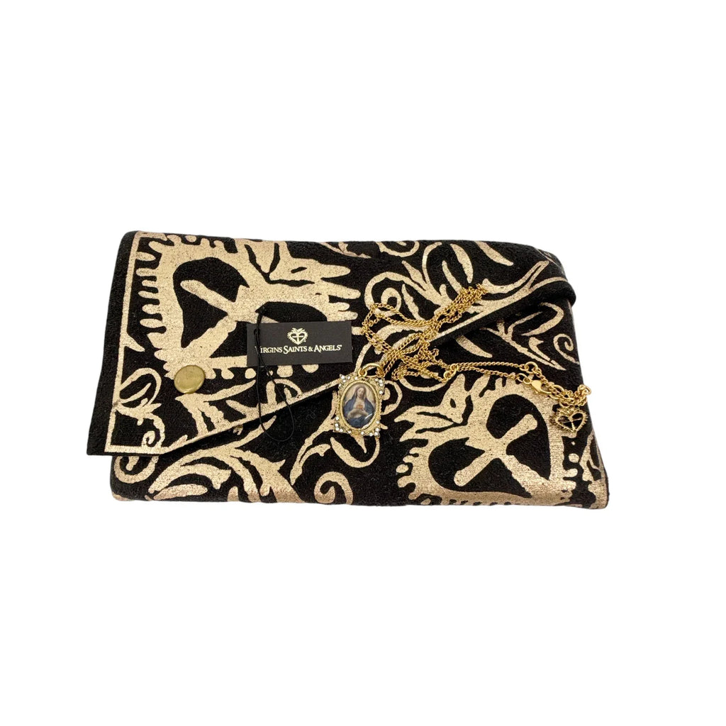 VIRGINS SAINTS & ANGELS VSA Retablo Square Frame Charm Necklace in Gold - flyKAMP