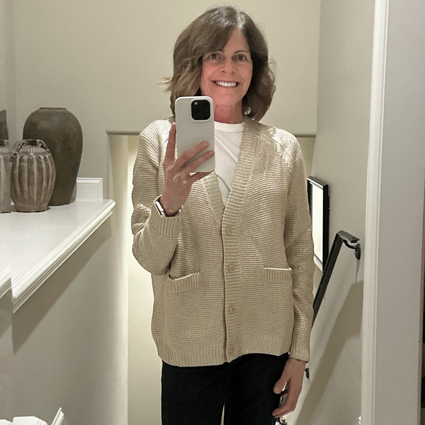 THE GREAT. The Varsity Cardigan Gold Shimmer 1|S