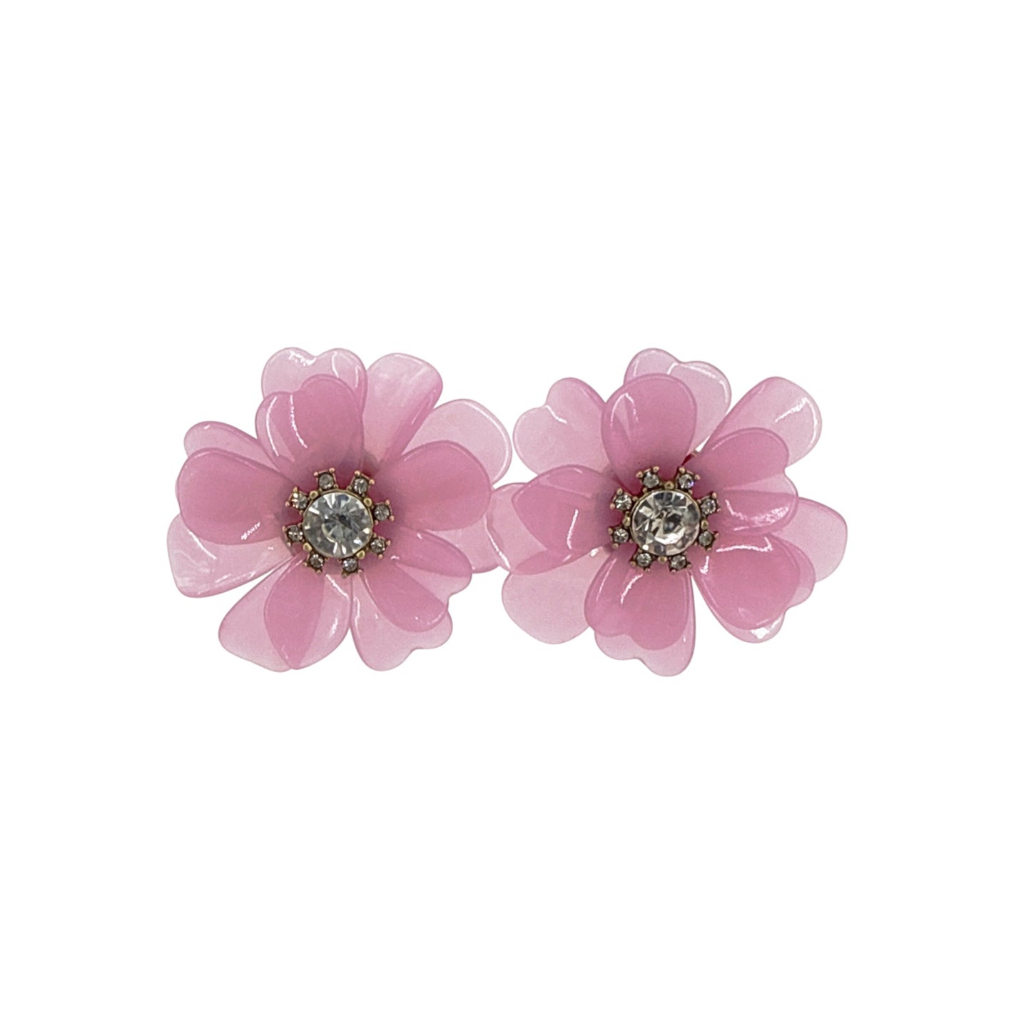 J.CREW Full Bloom Flower Earrings in Cool Pink